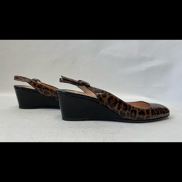 CHRISTIAN LOUBOUTIN Patent Leather Animal Print Sling back Pumps 7.5 - Picture 3 of 5